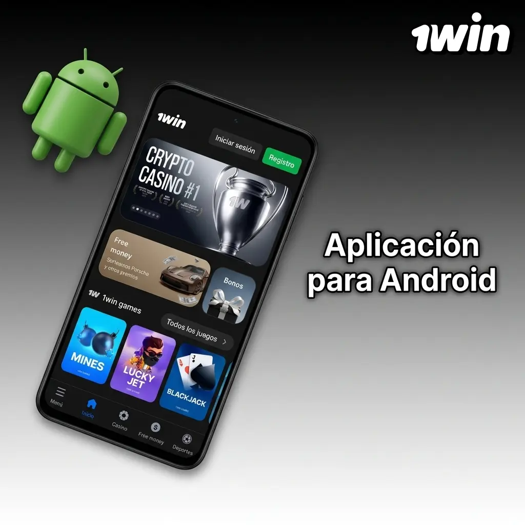 Pantalla de instalación del APK de 1win en Android con pasos para habilitar fuentes desconocidas
